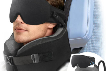 Reisekissen Nackenschonend mit Schlafmaske Ergonomisch Memory