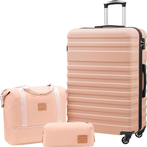 Coolife 3-in-1 Hartschalen Reiseset mit TSA-Schloss,