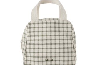 MELA Bio-Organizer-Tasche 'JASMEET' 4,5 l, greige/green grid print