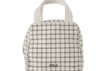 MELA Bio-Organizer-Tasche 'JASMEET' 4,5 l, greige/green grid print
