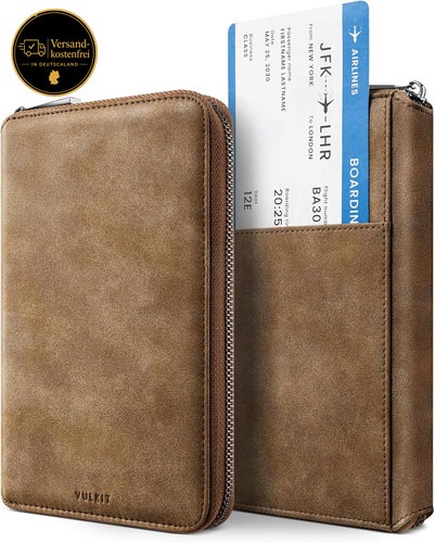 Reisepasshülle Familienformat mit RFID-Blocker, Karten, Ticketfächern