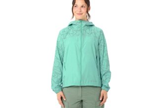 VAUDE Damen Windjacke "Neyland II" mit weitenregulierbarer Kapuze, sage, Gr. 40