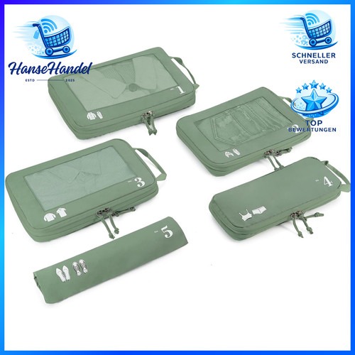Koffer Organizer Set 5-teilig, Kompression, Packwürfel,