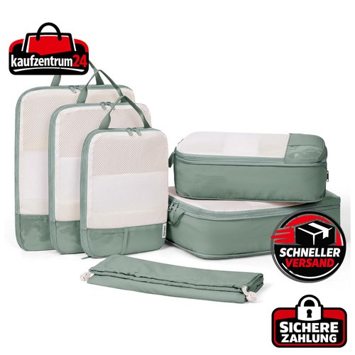 Koffer Organizer Set Kompression Packwürfel Salbeigrün