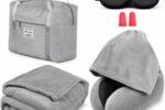 Nackenkissen Reisedecke Memory Foam Fleece Grau