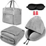 Nackenkissen Reisedecke Memory Foam Fleece Grau
