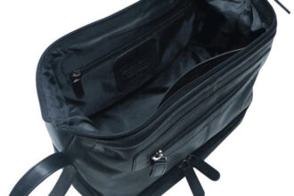 GreenWood Reise-Kulturbeutel Leder Schwarz Kosmetiktasche Toiletry