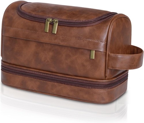 Kulturbeutel Herren Große Reisetasche Leder mit
