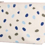 MELA Kosmetiktasche aus Bio-Baumwoll-Canvas 20 x 15 cm, greige/blue dots print