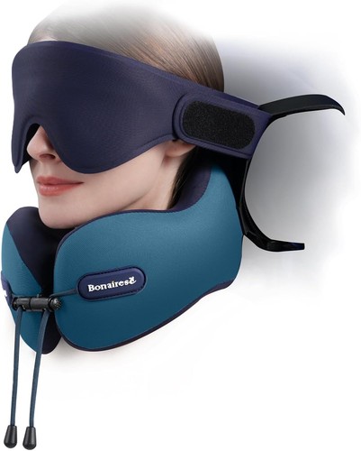 Reisekissen Set mit 3D-Augenmaske und Sitzgurt